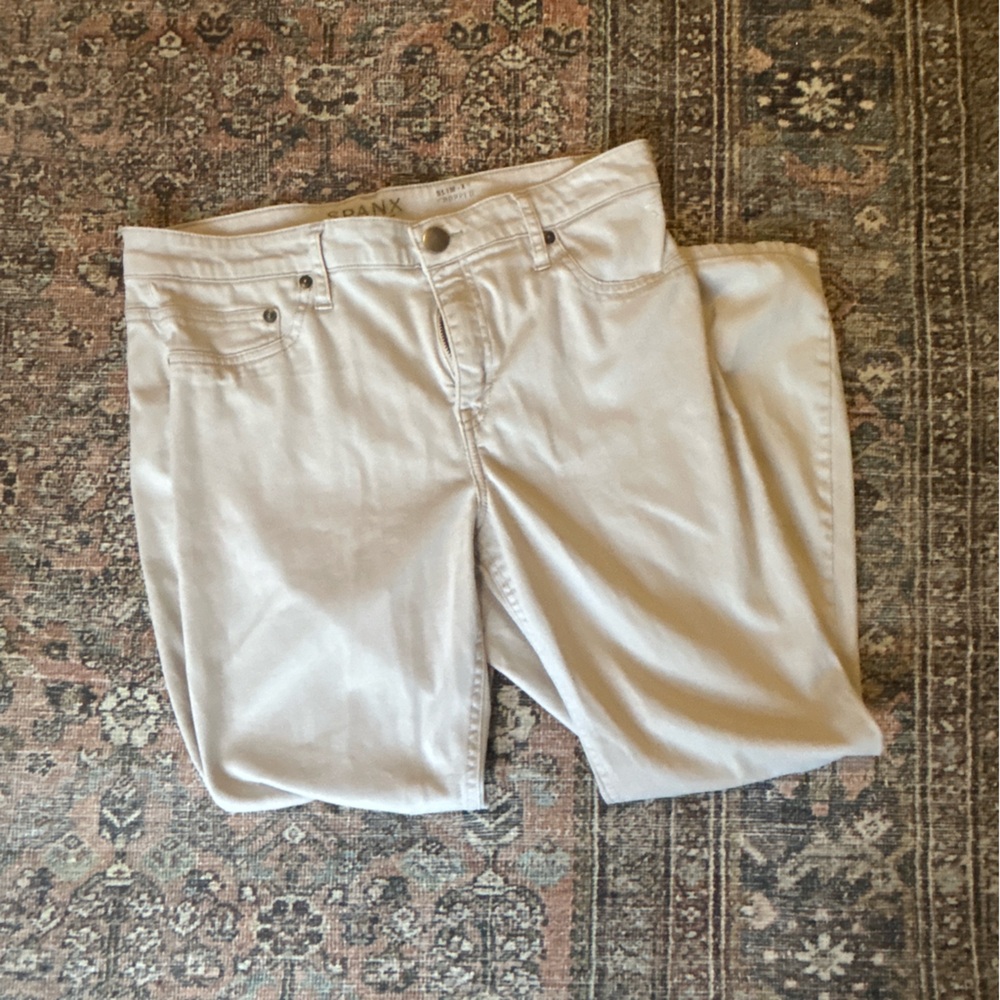 Spanx Slim-X Cropped Pants Women’s Size 12 Tan Pull-On Stretch Jeans